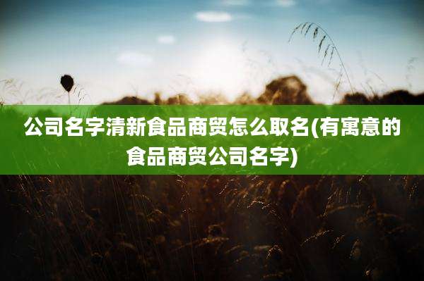 公司名字清新食品商贸怎么取名(有寓意的食品商贸公司名字)