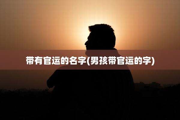 带有官运的名字(男孩带官运的字)