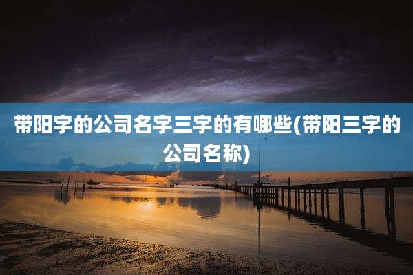 带阳字的公司名字三字的有哪些(带阳三字的公司名称)
