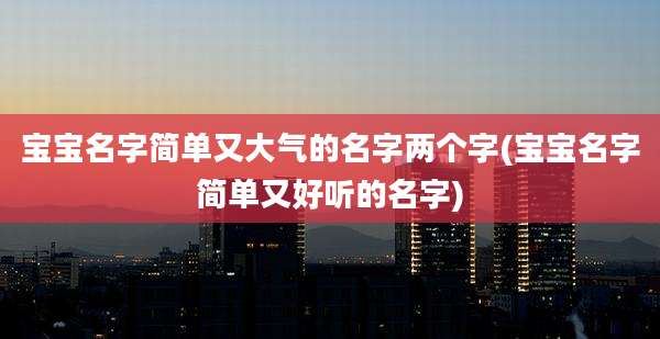 宝宝名字简单又大气的名字两个字(宝宝名字简单又好听的名字)