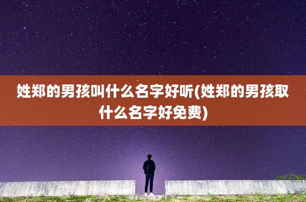 姓郑的男孩叫什么名字好听(姓郑的男孩取什么名字好免费)