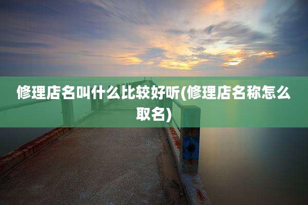 修理店名叫什么比较好听(修理店名称怎么取名)