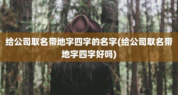 给公司取名带地字四字的名字(给公司取名带地字四字好吗)