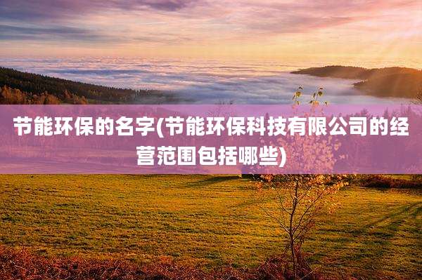 节能环保的名字(节能环保科技有限公司的经营范围包括哪些)