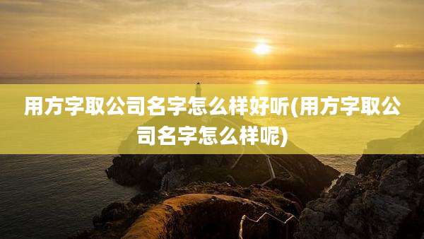 用方字取公司名字怎么样好听(用方字取公司名字怎么样呢)