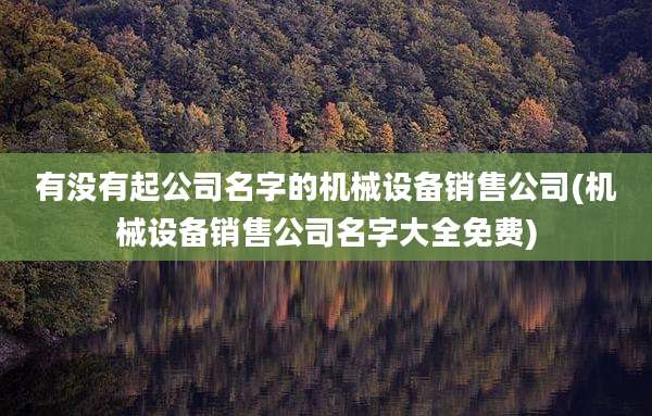 有没有起公司名字的机械设备销售公司(机械设备销售公司名字大全免费)
