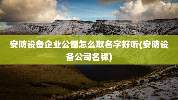 安防设备企业公司怎么取名字好听(安防设备公司名称)