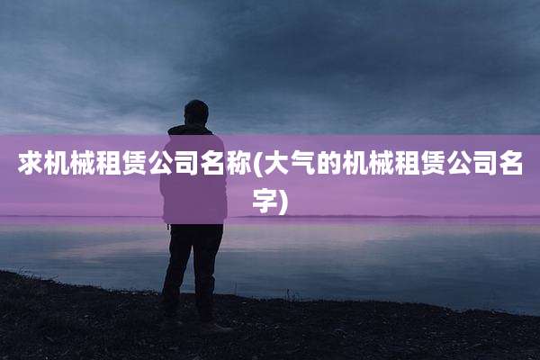 求机械租赁公司名称(大气的机械租赁公司名字)