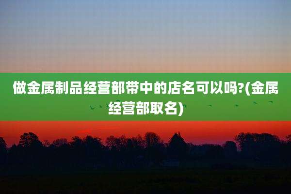做金属制品经营部带中的店名可以吗?(金属经营部取名)