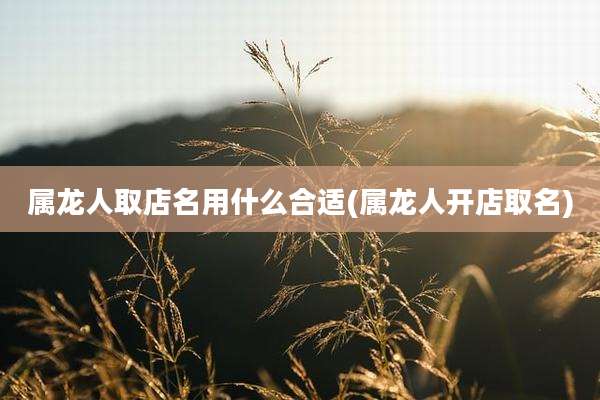 属龙人取店名用什么合适(属龙人开店取名)