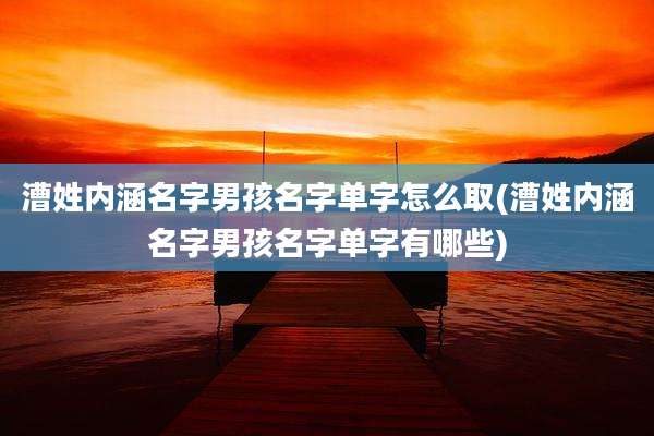 漕姓内涵名字男孩名字单字怎么取(漕姓内涵名字男孩名字单字有哪些)