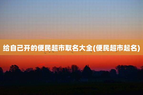 给自己开的便民超市取名大全(便民超市起名)
