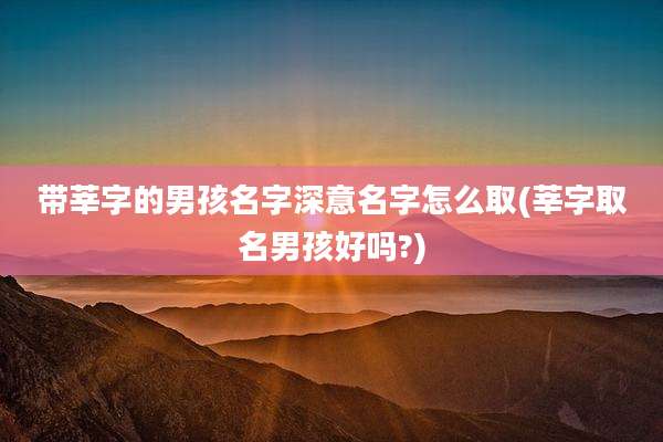 带莘字的男孩名字深意名字怎么取(莘字取名男孩好吗?)