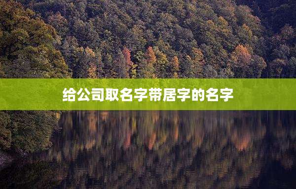 给公司取名字带居字的名字