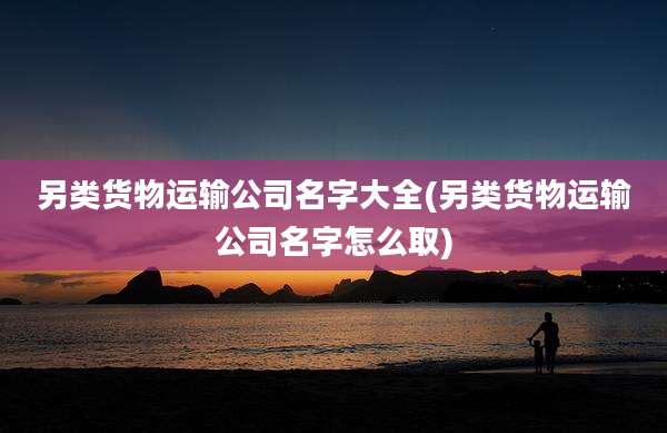 另类货物运输公司名字大全(另类货物运输公司名字怎么取)