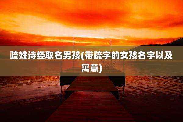 疏姓诗经取名男孩(带疏字的女孩名字以及寓意)
