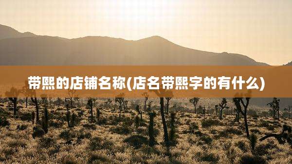 带熙的店铺名称(店名带熙字的有什么)