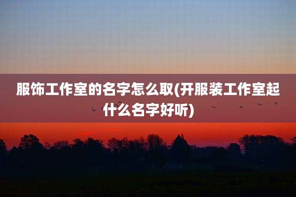 服饰工作室的名字怎么取(开服装工作室起什么名字好听)