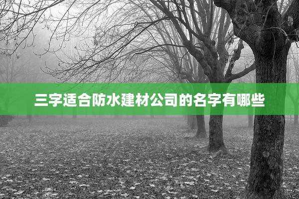 三字适合防水建材公司的名字有哪些