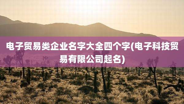 电子贸易类企业名字大全四个字(电子科技贸易有限公司起名)