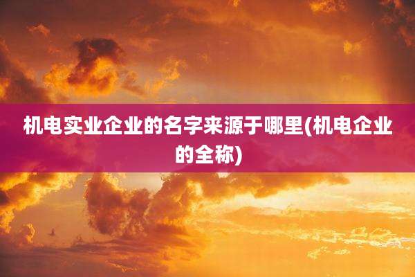 机电实业企业的名字来源于哪里(机电企业的全称)