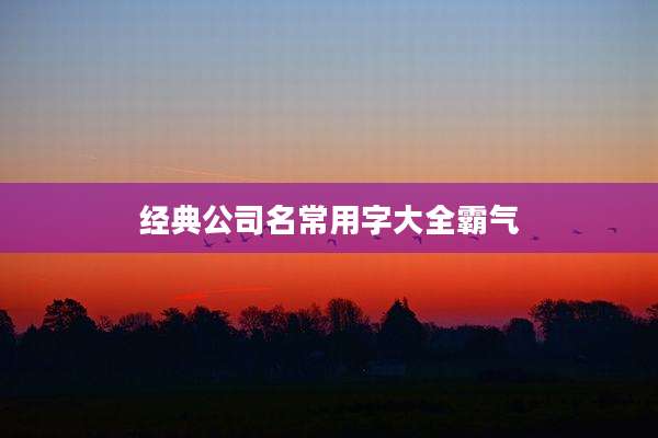 经典公司名常用字大全霸气