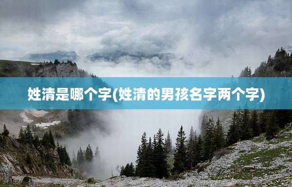 姓清是哪个字(姓清的男孩名字两个字)