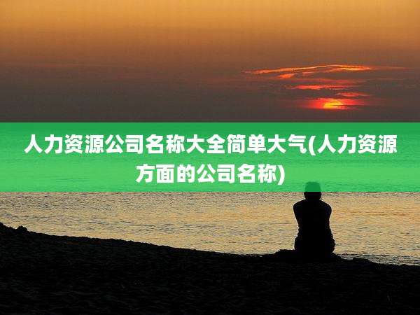 人力资源公司名称大全简单大气(人力资源方面的公司名称)