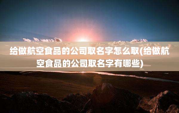 给做航空食品的公司取名字怎么取(给做航空食品的公司取名字有哪些)