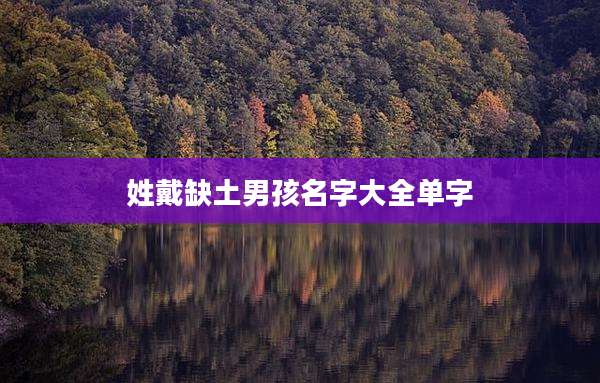 姓戴缺土男孩名字大全单字