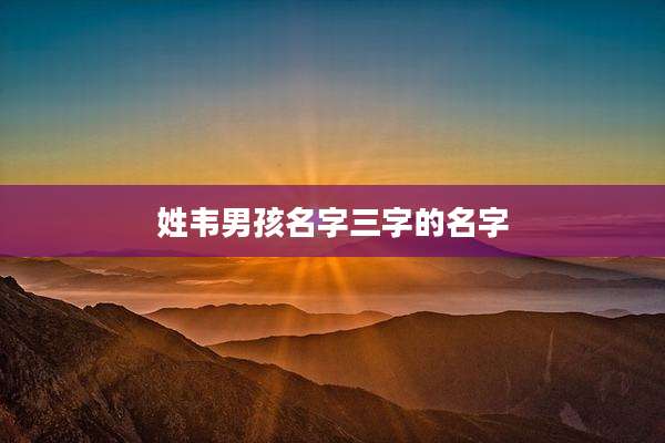 姓韦男孩名字三字的名字
