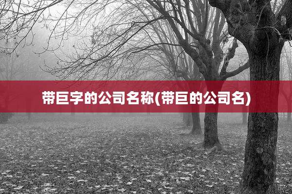 带巨字的公司名称(带巨的公司名)