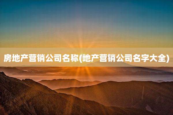 房地产营销公司名称(地产营销公司名字大全)