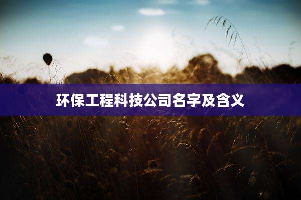 环保工程科技公司名字及含义