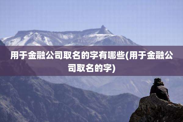 用于金融公司取名的字有哪些(用于金融公司取名的字)