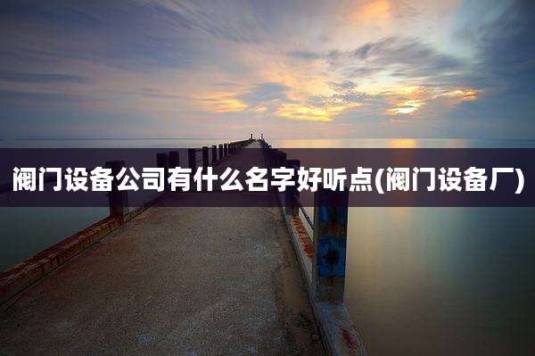 阀门设备公司有什么名字好听点(阀门设备厂)