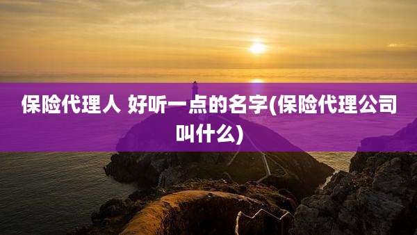 保险代理人 好听一点的名字(保险代理公司叫什么)