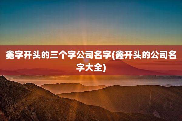 鑫字开头的三个字公司名字(鑫开头的公司名字大全)