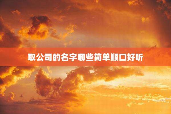 取公司的名字哪些简单顺口好听