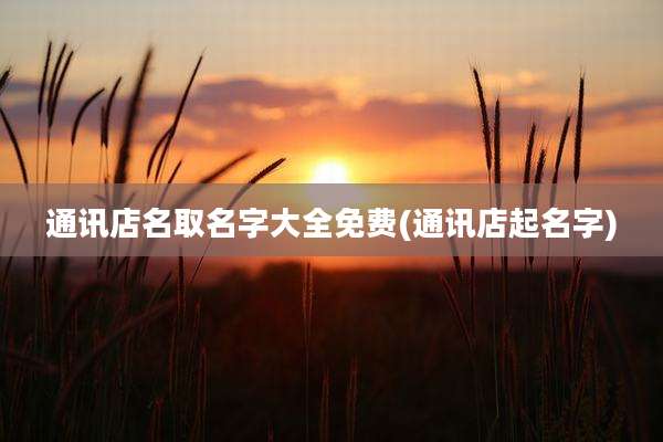 通讯店名取名字大全免费(通讯店起名字)