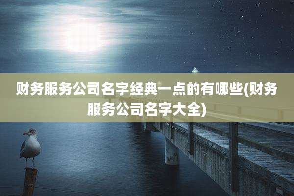 财务服务公司名字经典一点的有哪些(财务服务公司名字大全)