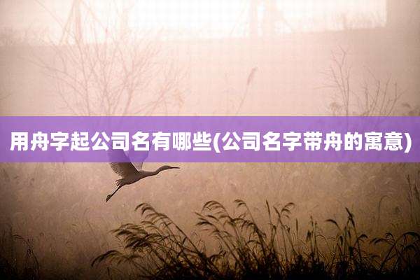 用舟字起公司名有哪些(公司名字带舟的寓意)