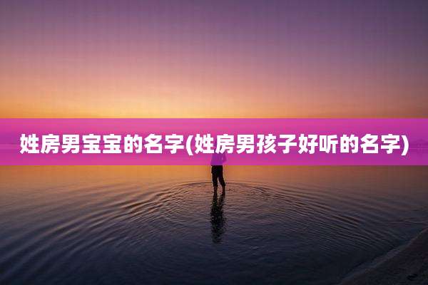 姓房男宝宝的名字(姓房男孩子好听的名字)
