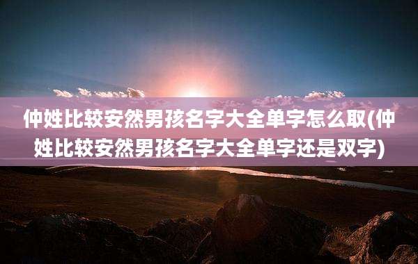 仲姓比较安然男孩名字大全单字怎么取(仲姓比较安然男孩名字大全单字还是双字)