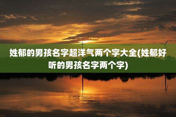 姓郁的男孩名字超洋气两个字大全(姓郁好听的男孩名字两个字)