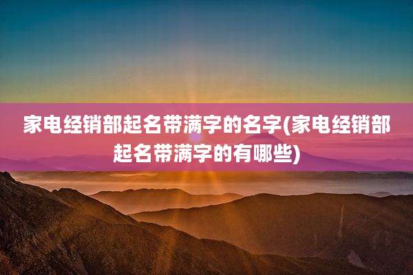 家电经销部起名带满字的名字(家电经销部起名带满字的有哪些)