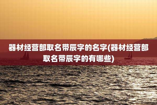器材经营部取名带辰字的名字(器材经营部取名带辰字的有哪些)