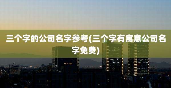 三个字的公司名字参考(三个字有寓意公司名字免费)