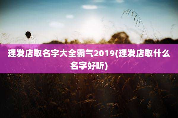 理发店取名字大全霸气2019(理发店取什么名字好听)