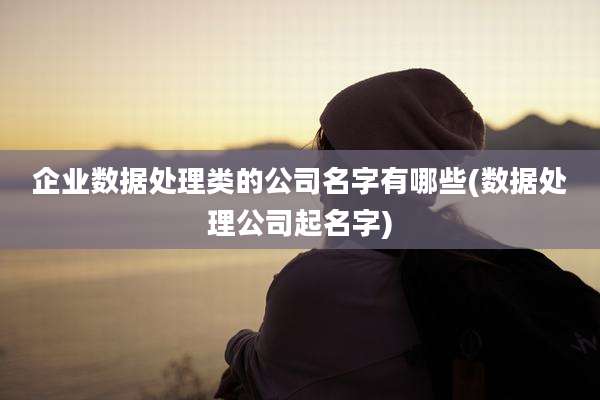 企业数据处理类的公司名字有哪些(数据处理公司起名字)
